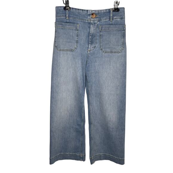 Maeve by Anthropologie The Colette High-Rise Crop Wide-Leg Light Wash 28 - Picture 2 of 11